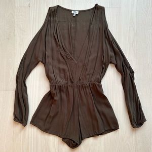 Cold-shoulder olive green romper